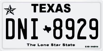TX license plate DNI8929