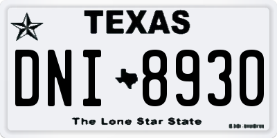 TX license plate DNI8930