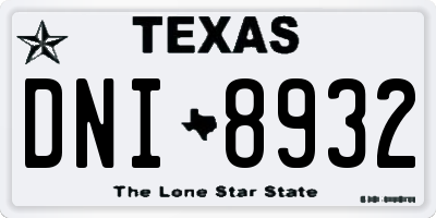 TX license plate DNI8932