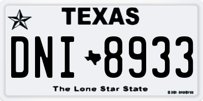 TX license plate DNI8933