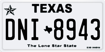 TX license plate DNI8943