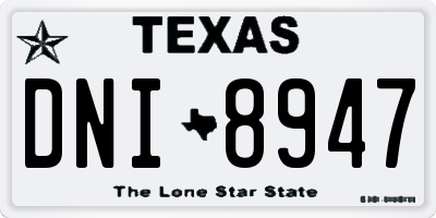 TX license plate DNI8947