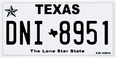 TX license plate DNI8951