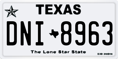 TX license plate DNI8963
