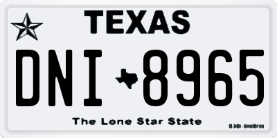 TX license plate DNI8965
