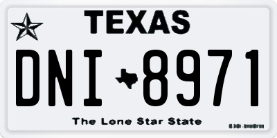 TX license plate DNI8971