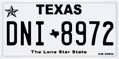 TX license plate DNI8972