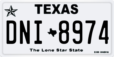TX license plate DNI8974