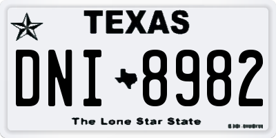 TX license plate DNI8982