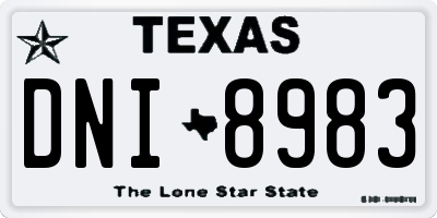 TX license plate DNI8983