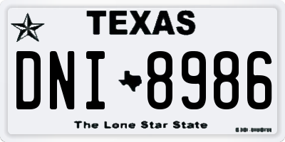 TX license plate DNI8986