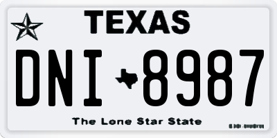 TX license plate DNI8987