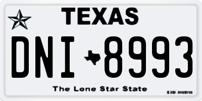 TX license plate DNI8993