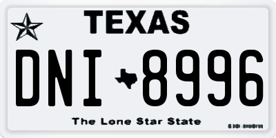 TX license plate DNI8996