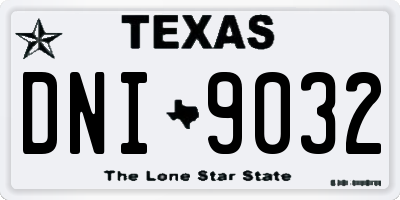 TX license plate DNI9032