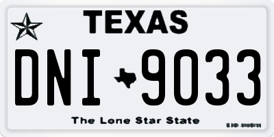 TX license plate DNI9033