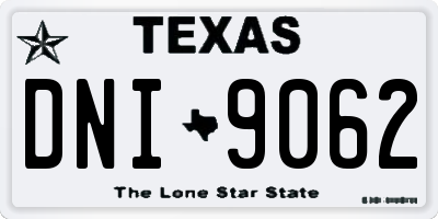 TX license plate DNI9062