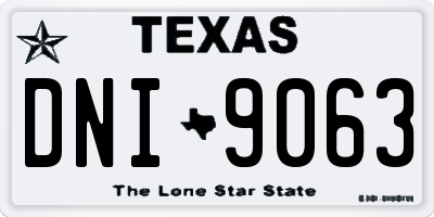 TX license plate DNI9063