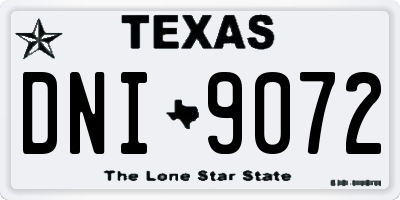 TX license plate DNI9072