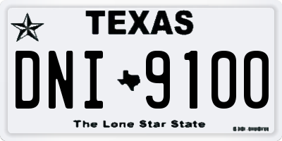 TX license plate DNI9100