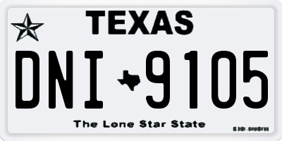 TX license plate DNI9105