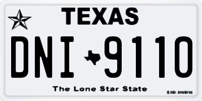 TX license plate DNI9110