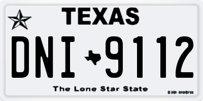 TX license plate DNI9112