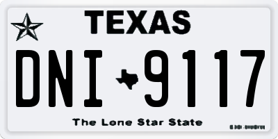 TX license plate DNI9117
