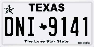 TX license plate DNI9141