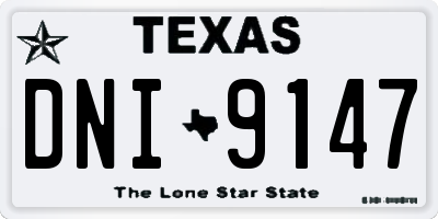 TX license plate DNI9147