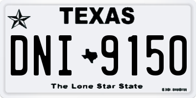 TX license plate DNI9150