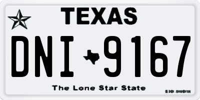 TX license plate DNI9167