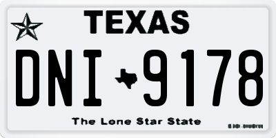 TX license plate DNI9178