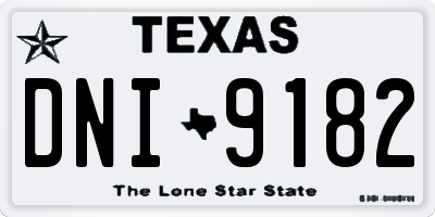 TX license plate DNI9182