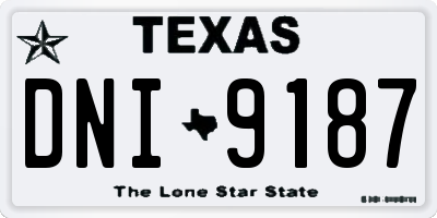TX license plate DNI9187