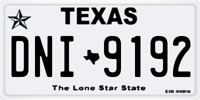 TX license plate DNI9192