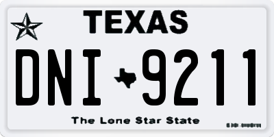 TX license plate DNI9211