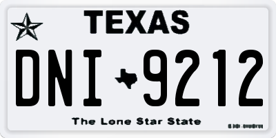 TX license plate DNI9212