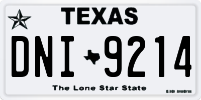 TX license plate DNI9214
