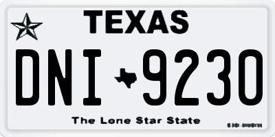 TX license plate DNI9230