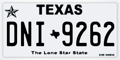 TX license plate DNI9262