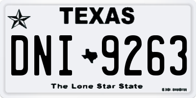 TX license plate DNI9263