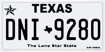 TX license plate DNI9280