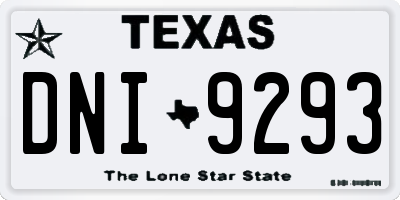 TX license plate DNI9293