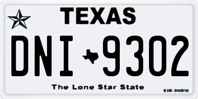 TX license plate DNI9302