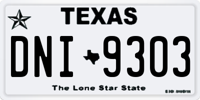 TX license plate DNI9303