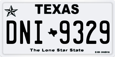TX license plate DNI9329