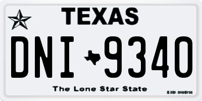 TX license plate DNI9340