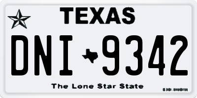TX license plate DNI9342