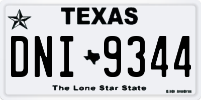 TX license plate DNI9344